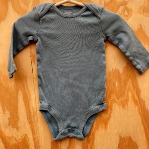 Carters, blue-gray onesie, long sleeve, 6M